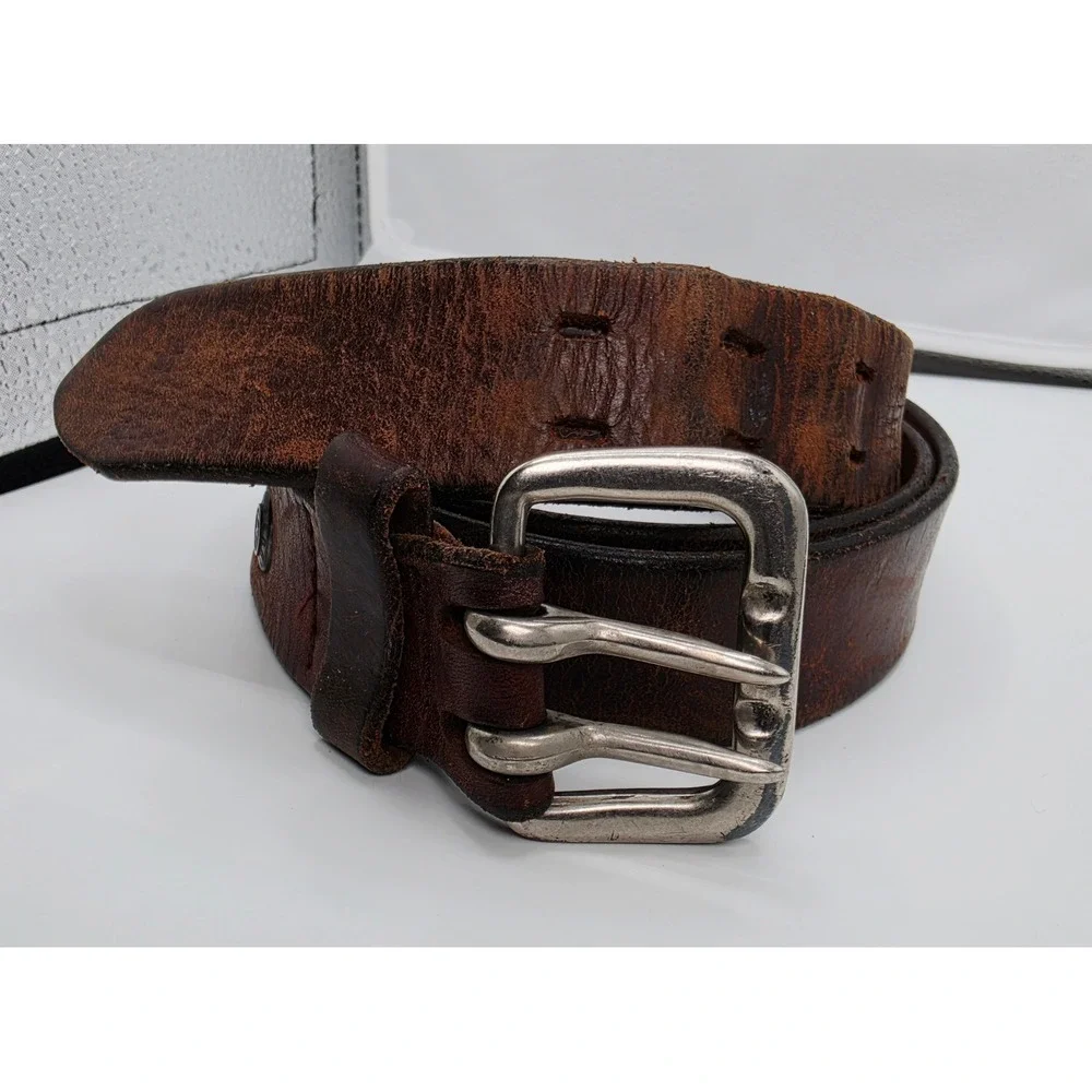 Perry Ellis America Mens Brown Vegetable Tanned Leather Belt Sz 42  Argentina